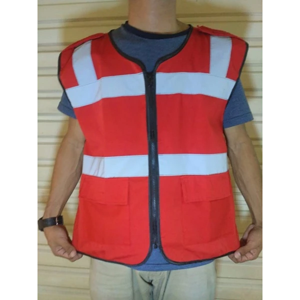 Safety drill vest 2 red pockets 