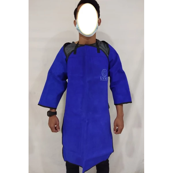 Blue Leather Sleeve Chest Apron 